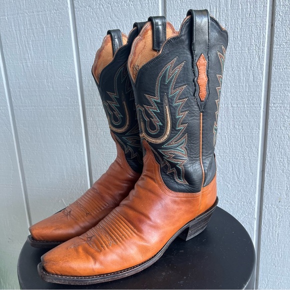 Lucchese 1883 N7361 Two Tone Western Boots Embroidered Snip Toe Men’s 9 B Narrow - Picture 2 of 9